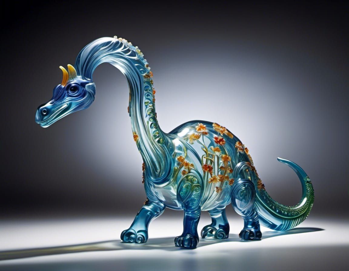 Glass sculpture of a cute Brachiosaurus