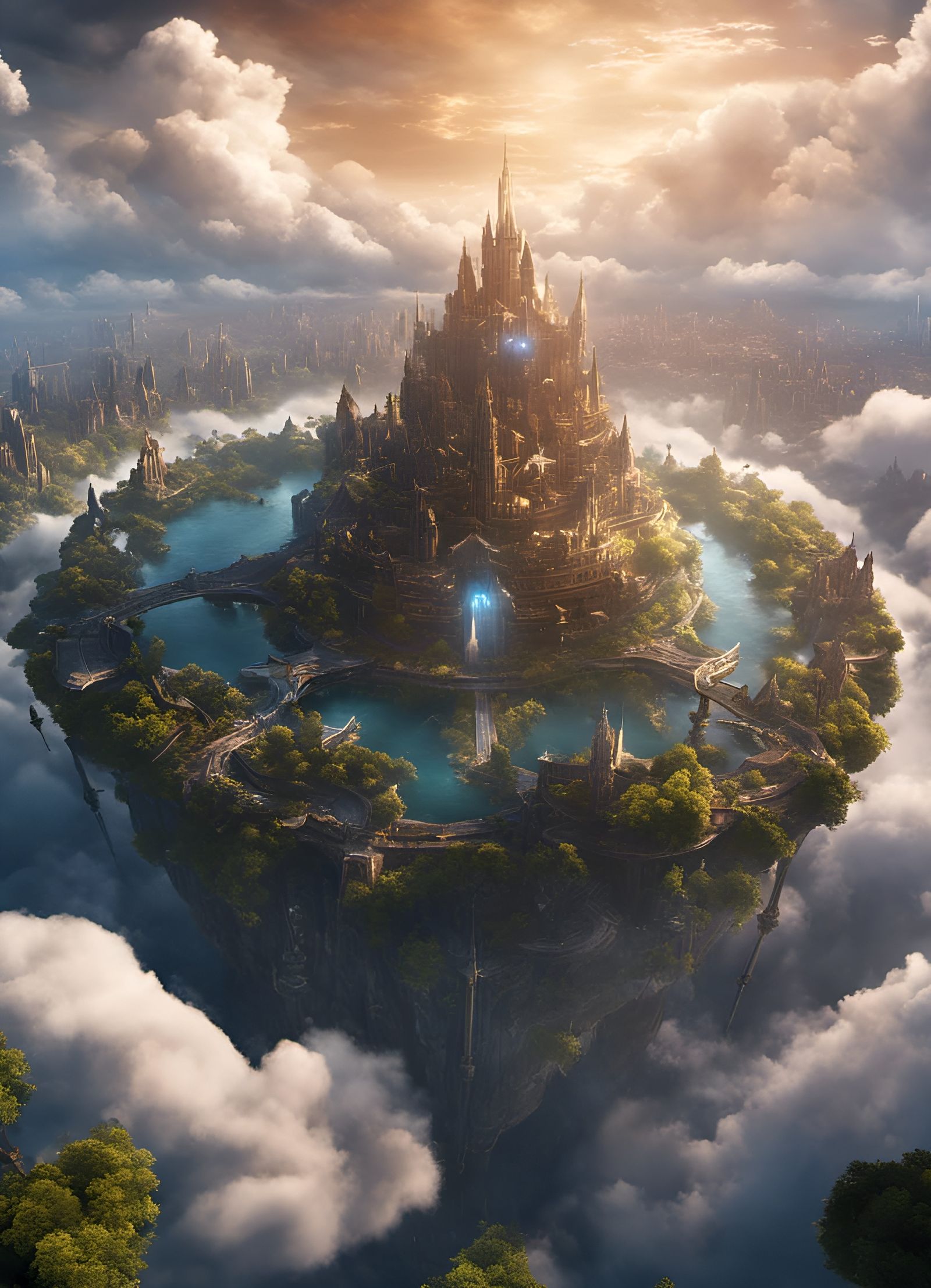 Fantastical Floating City in the Sky