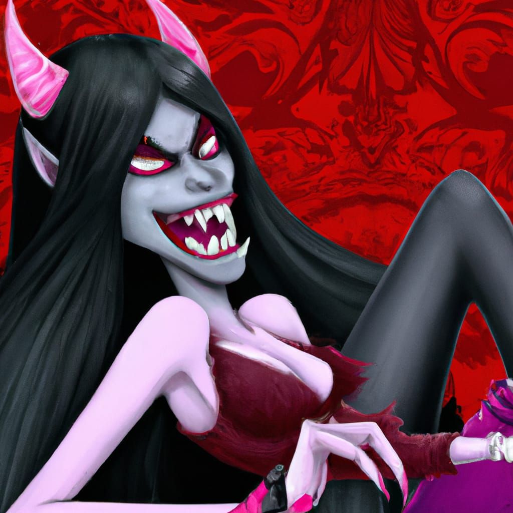 Marceline as Krampus: Photorealistic Detailed Painting