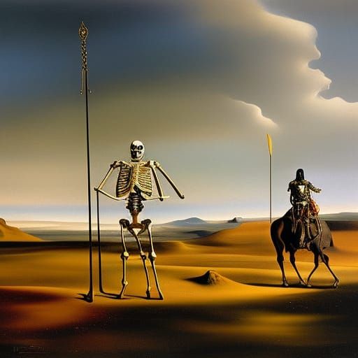 Grim Reaper on Horse in Surrealist Style