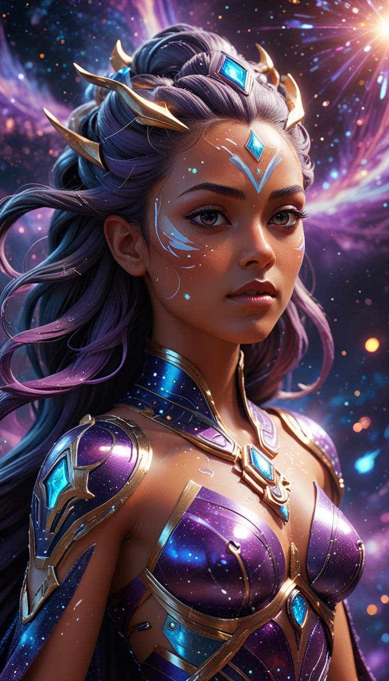 Cosmic Goddess Ahsoka Shines with Ethereal Beauty