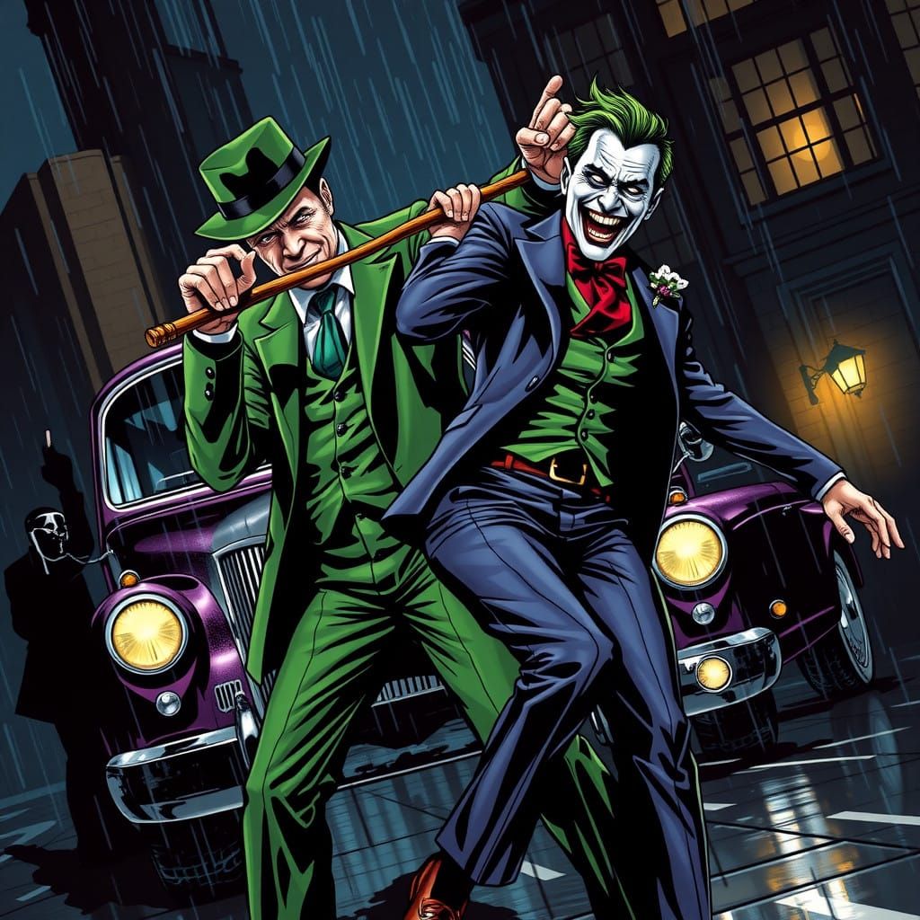 The Riddler Strikes Down the Joker in Gotham City
