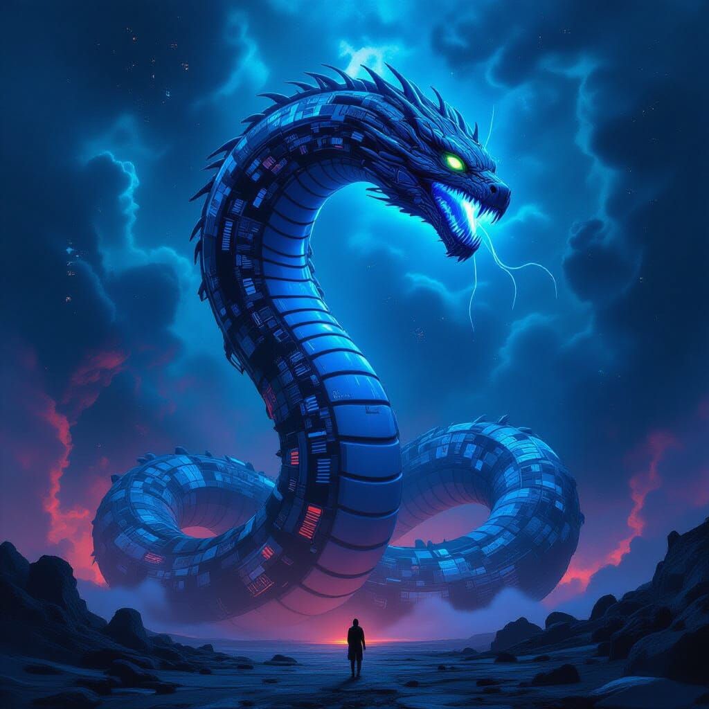 Gigantic Serpentine Circuit Monster in Nebula