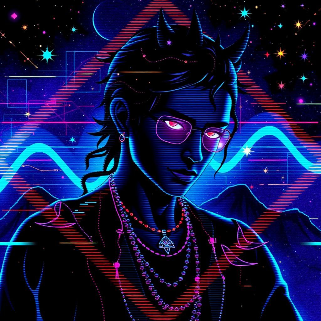 Abstract Constellation in Glitch Art Style