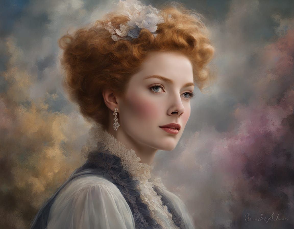 Greer Garson Portrait in Impasto Chalk Art Style