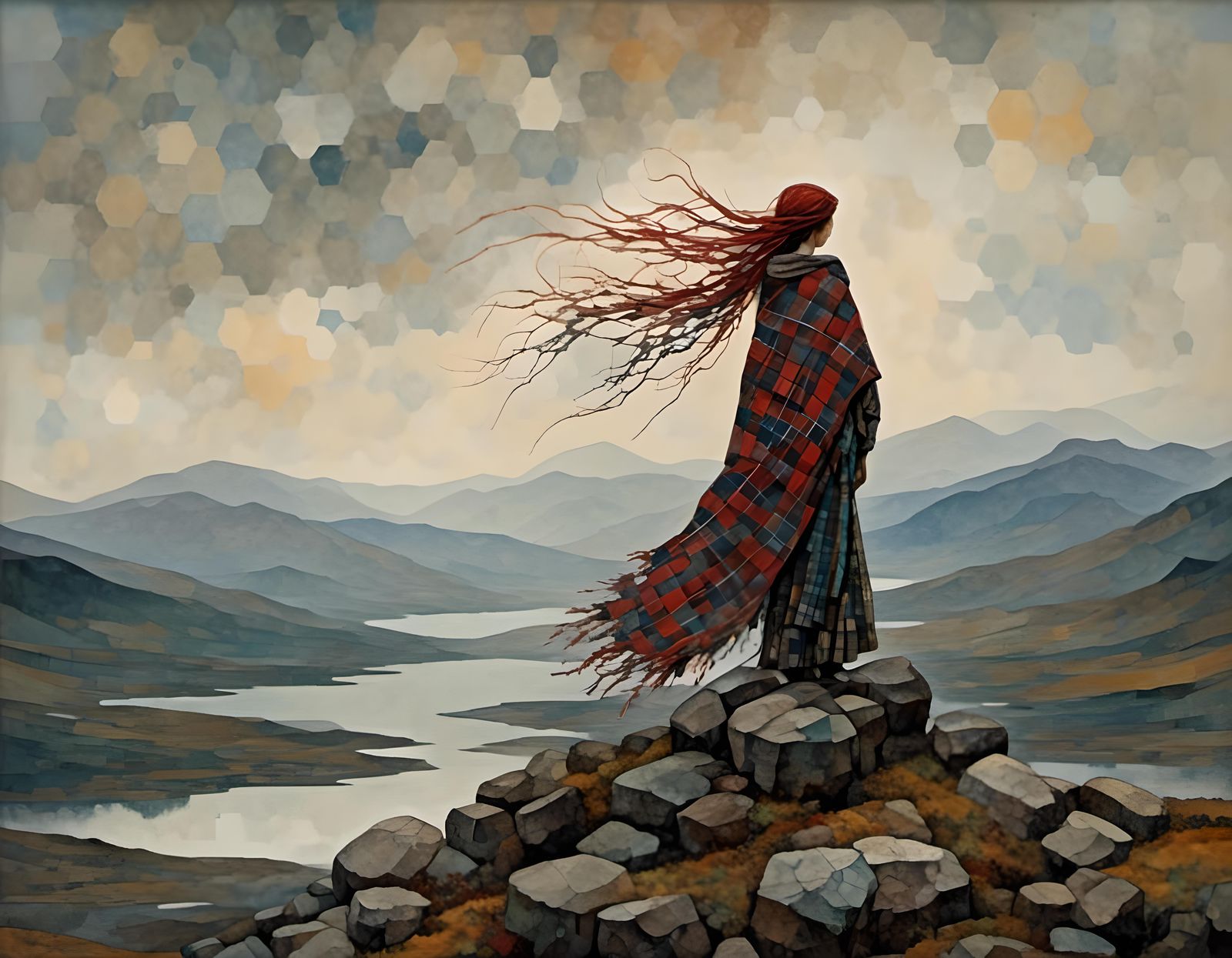 Monochrome Portrait of Scottish Woman in Highlands