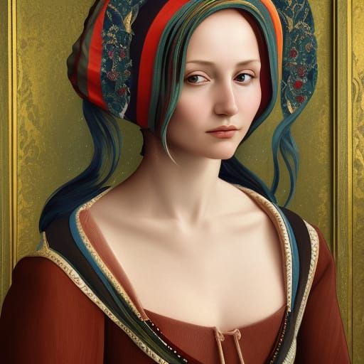 Portrait of Russian Woman in Renaissance Style