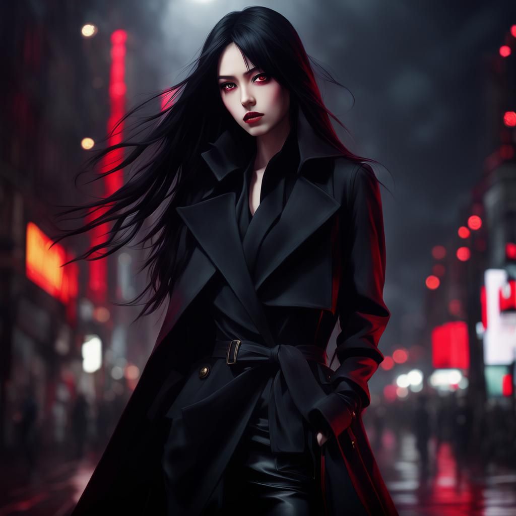 Elegant Anime Woman in Moody Atmosphere