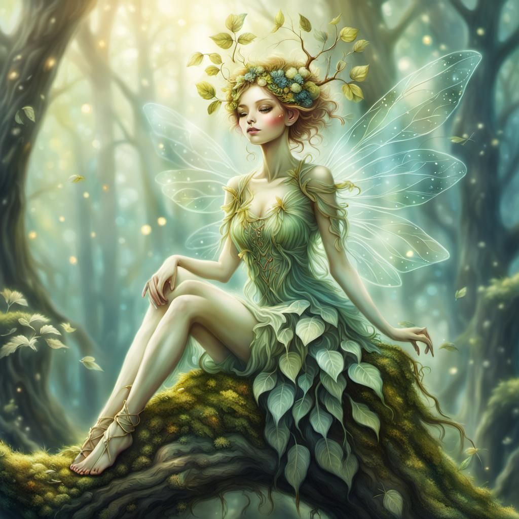Beautiful Root Fairy in a Fairy World Painting