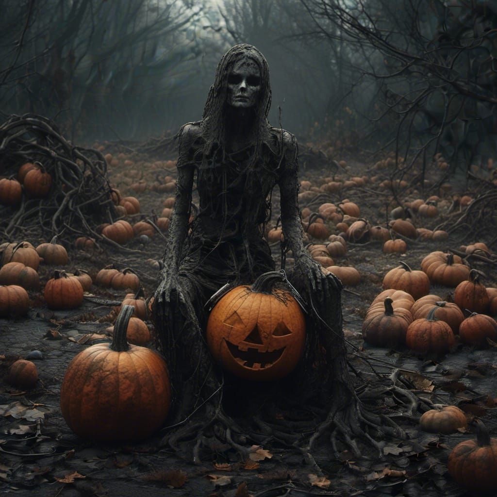 Cursed Pumpkin with Tormented Face in 4K