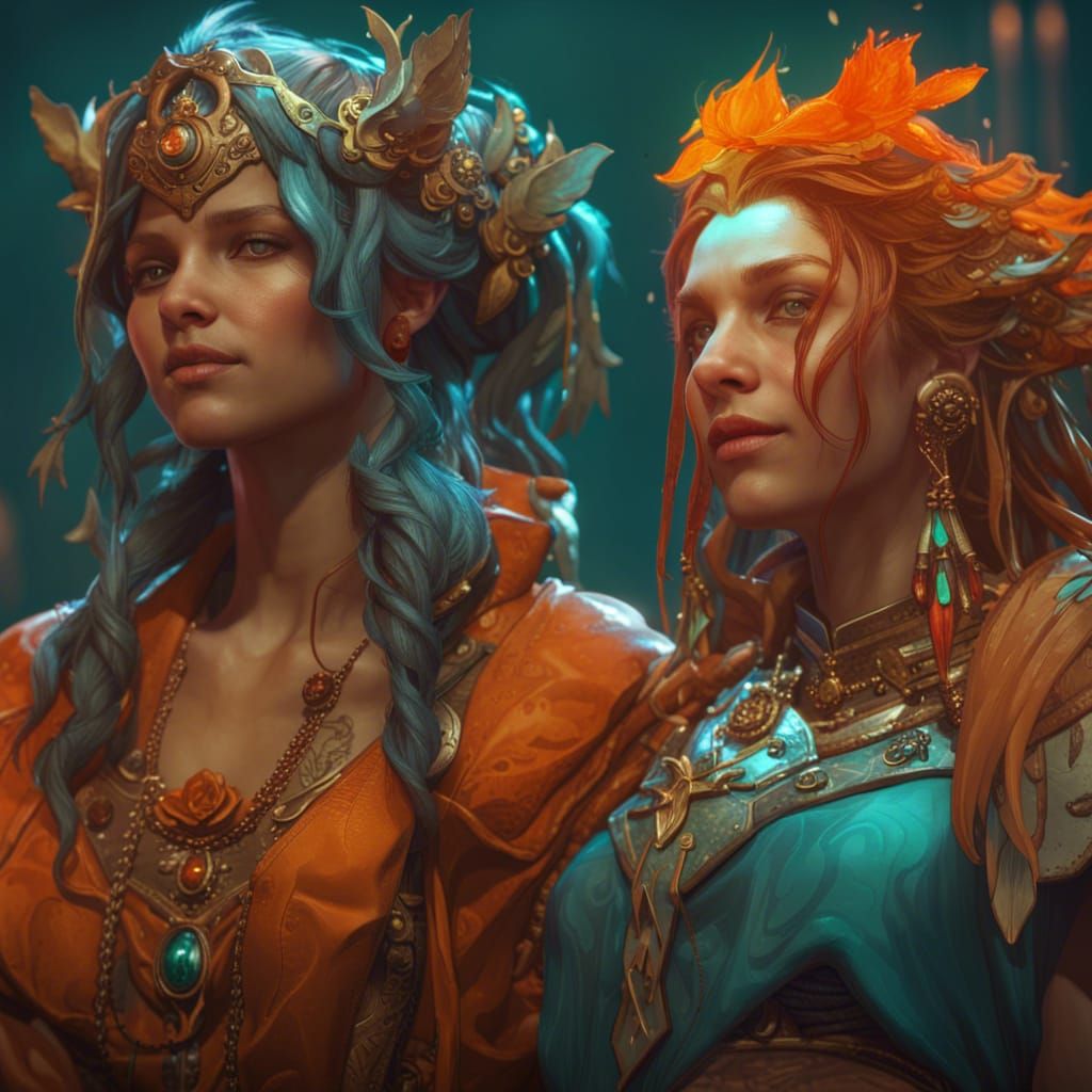 Detailed Fantasy Friends Concept Art in 8K