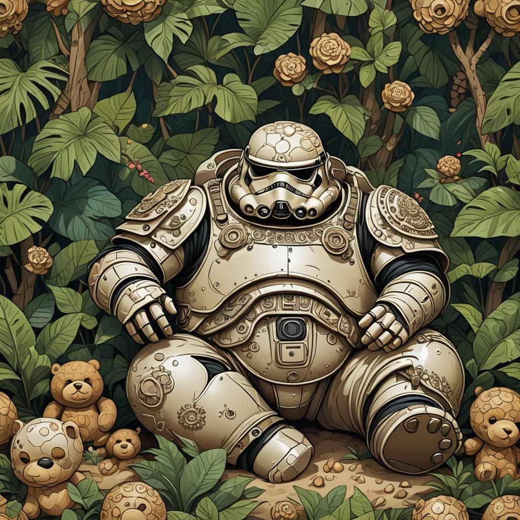 Dwarf Sand Trooper in Jungle with Teddy Bears