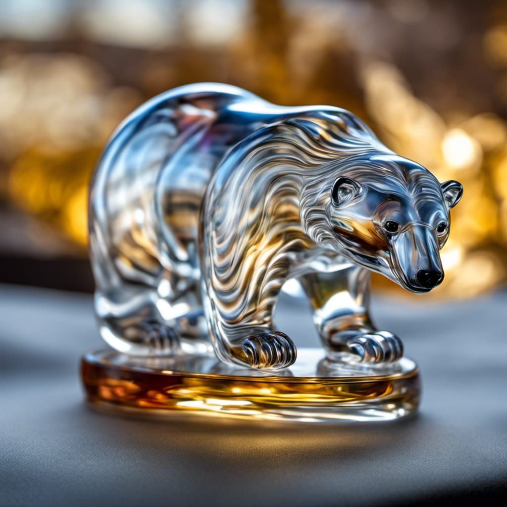 Translucent Blown Glass Polar Bear Sculpture