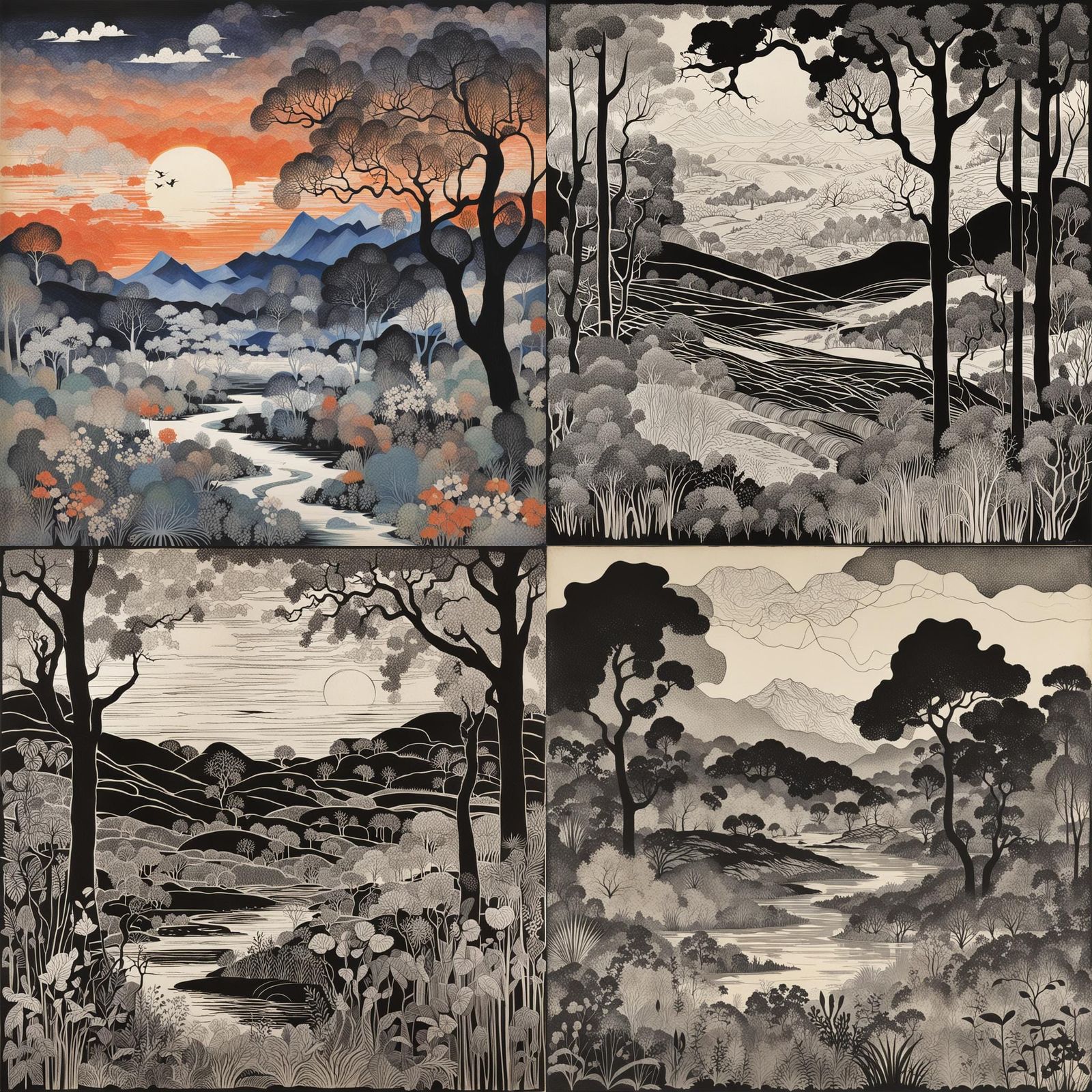 Enchanting Landscape in Silhouette Animation Style