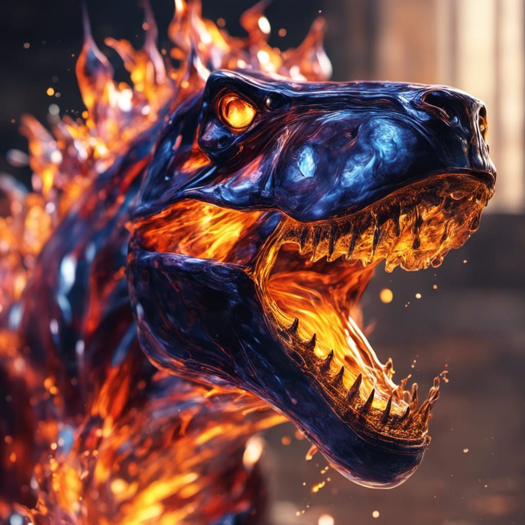 Fiery Glass T-Rex Digital Art