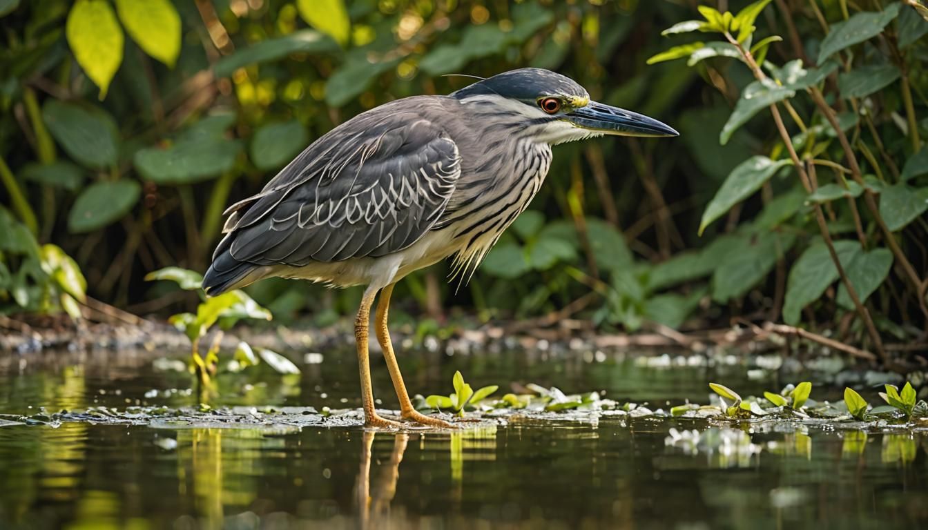 Night Heron in Golden Light: Wildlife Photography