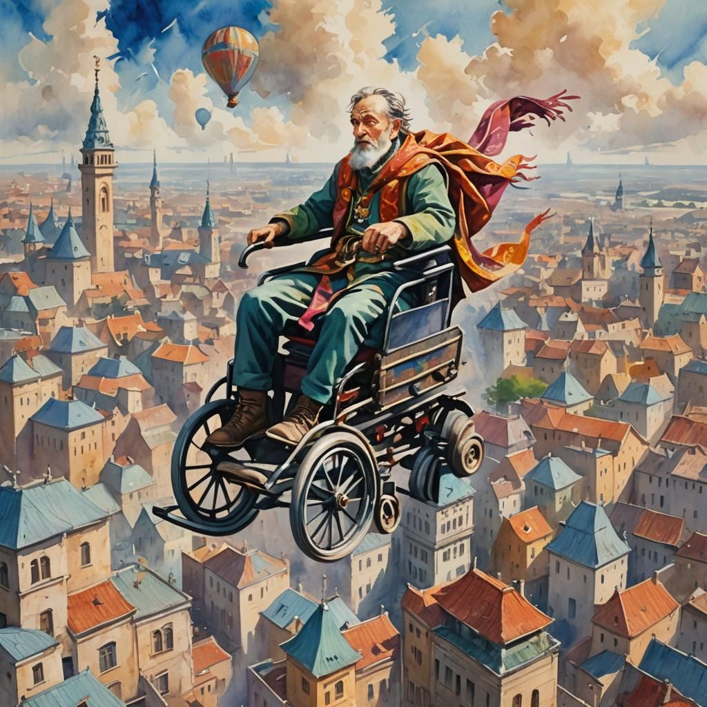 Flying Carpet Ride: Gouache Impressionist Cityscape