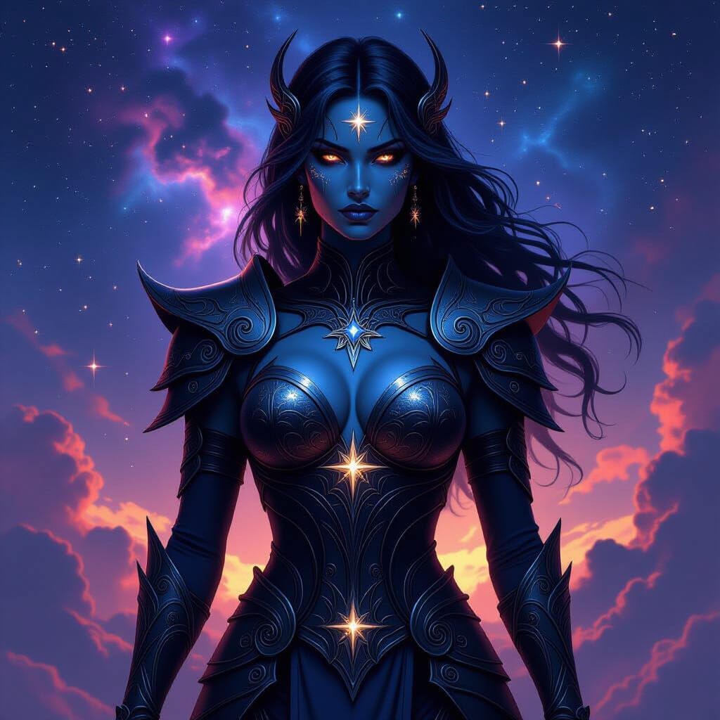 Libra Zodiac Sign Embodied as Dark Fantasy Warrior