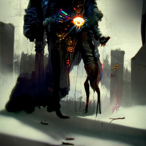 Cyberpunk Lion with Magic, Sinister Art
