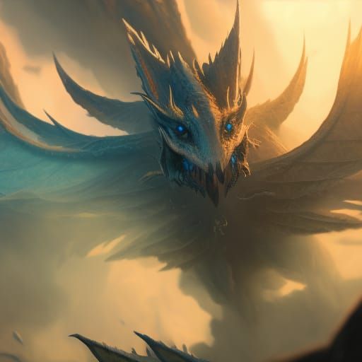 Dragon Over Burning City: Dark Fantasy Concept Art