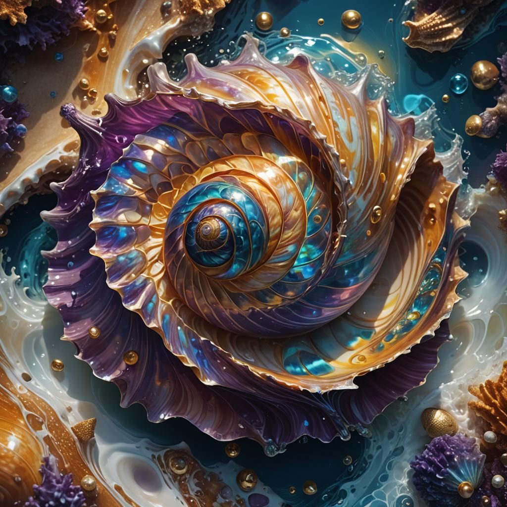 Giant Glowing Seashell Emerges: Fantasy Concept Art