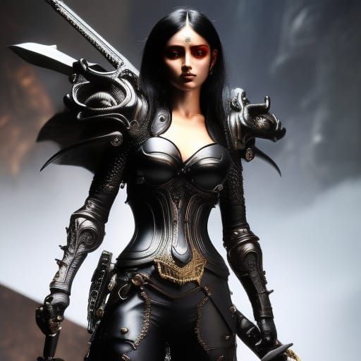 Gothic Warrior with Contrasting Colors