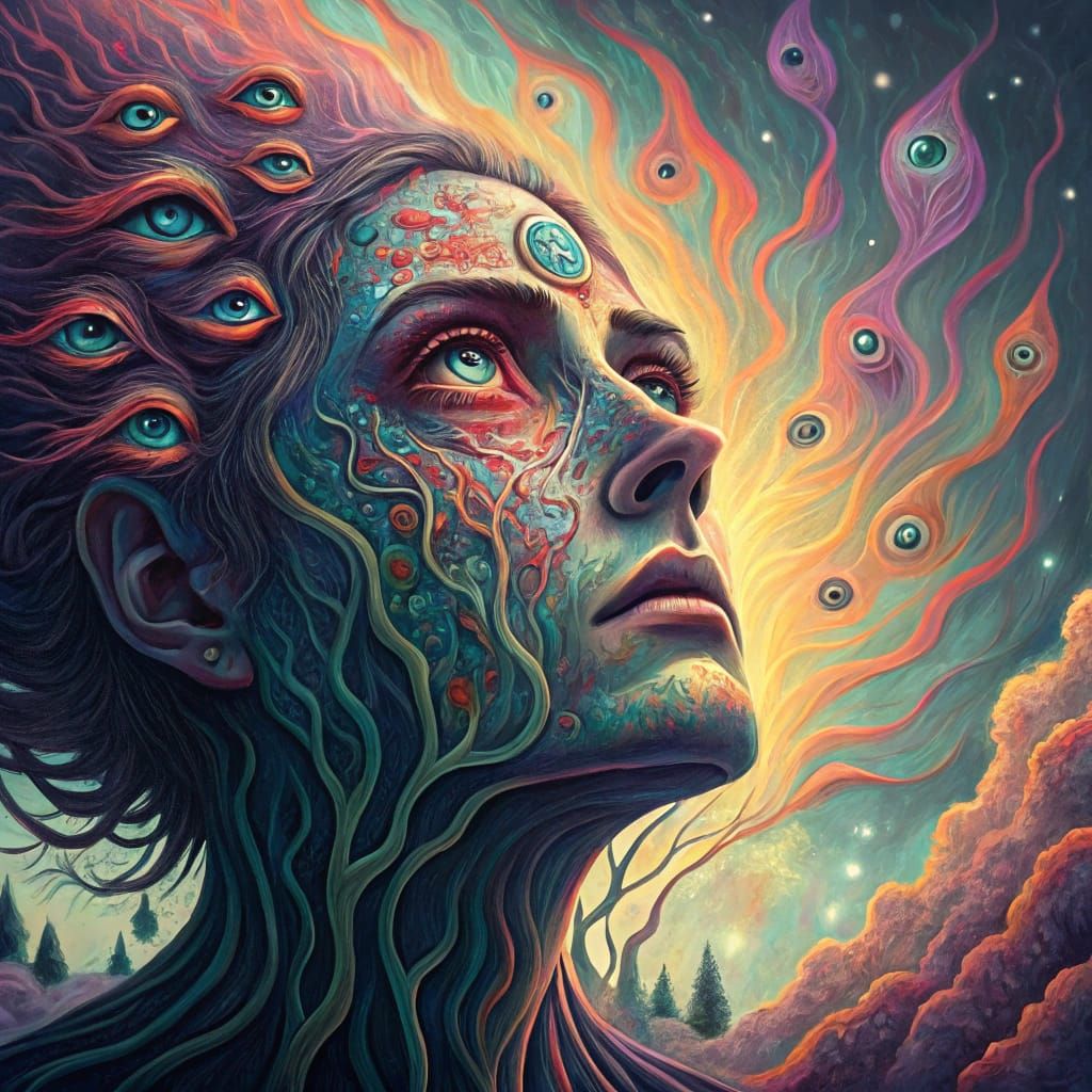 Psychedelic Melting Figure in Ethereal Eyedscape