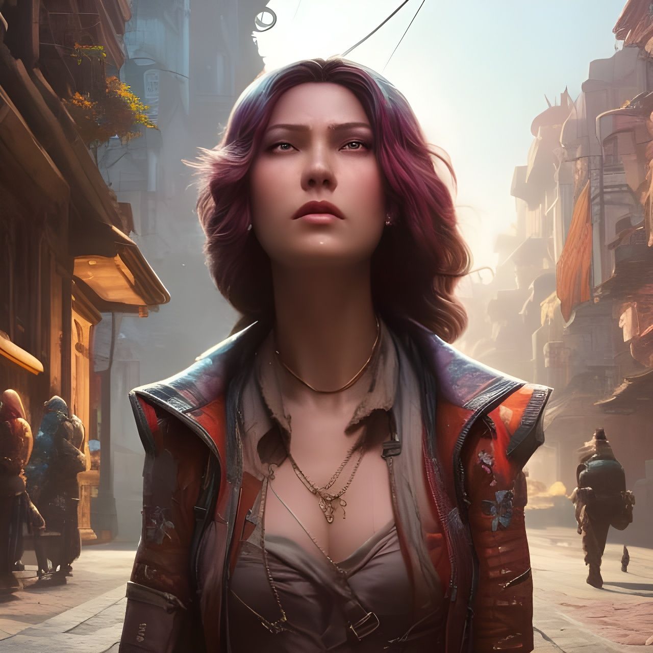 Detailed Portrait of Fantasy Woman on Street