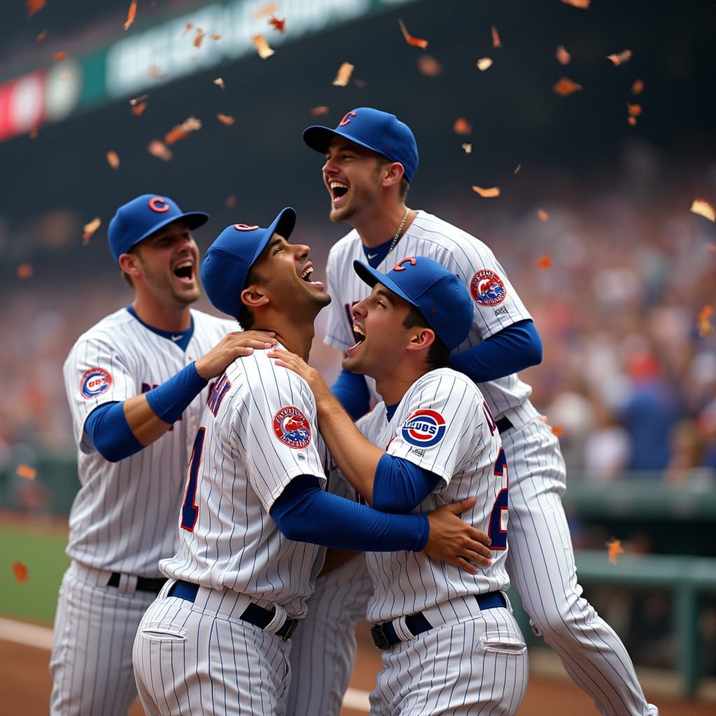 Chicago Cubs Players Erupt in Joyful Celebration
