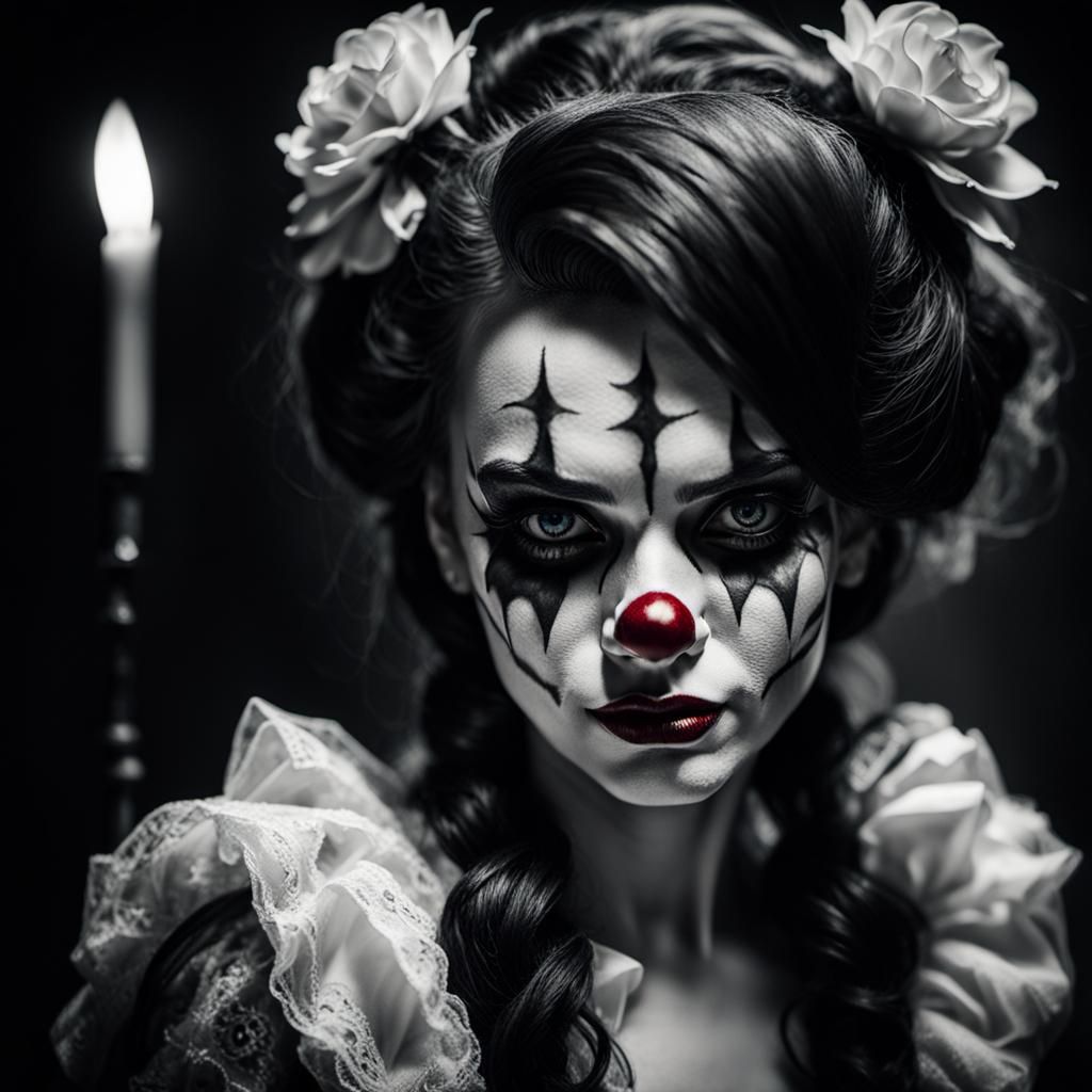 Gothic Woman's Mystical Close-Up in Film Noir Style