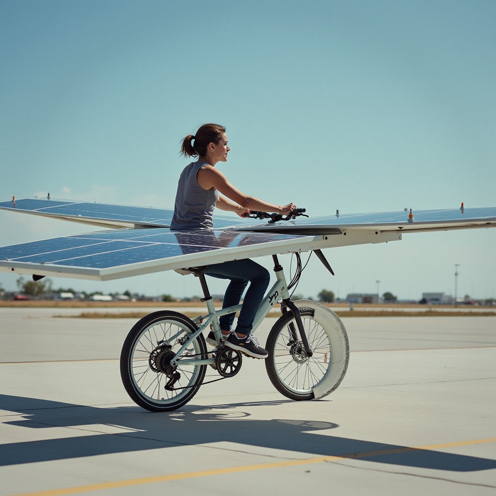 Futuristic Solar E-Bike with Aeroplane Wings