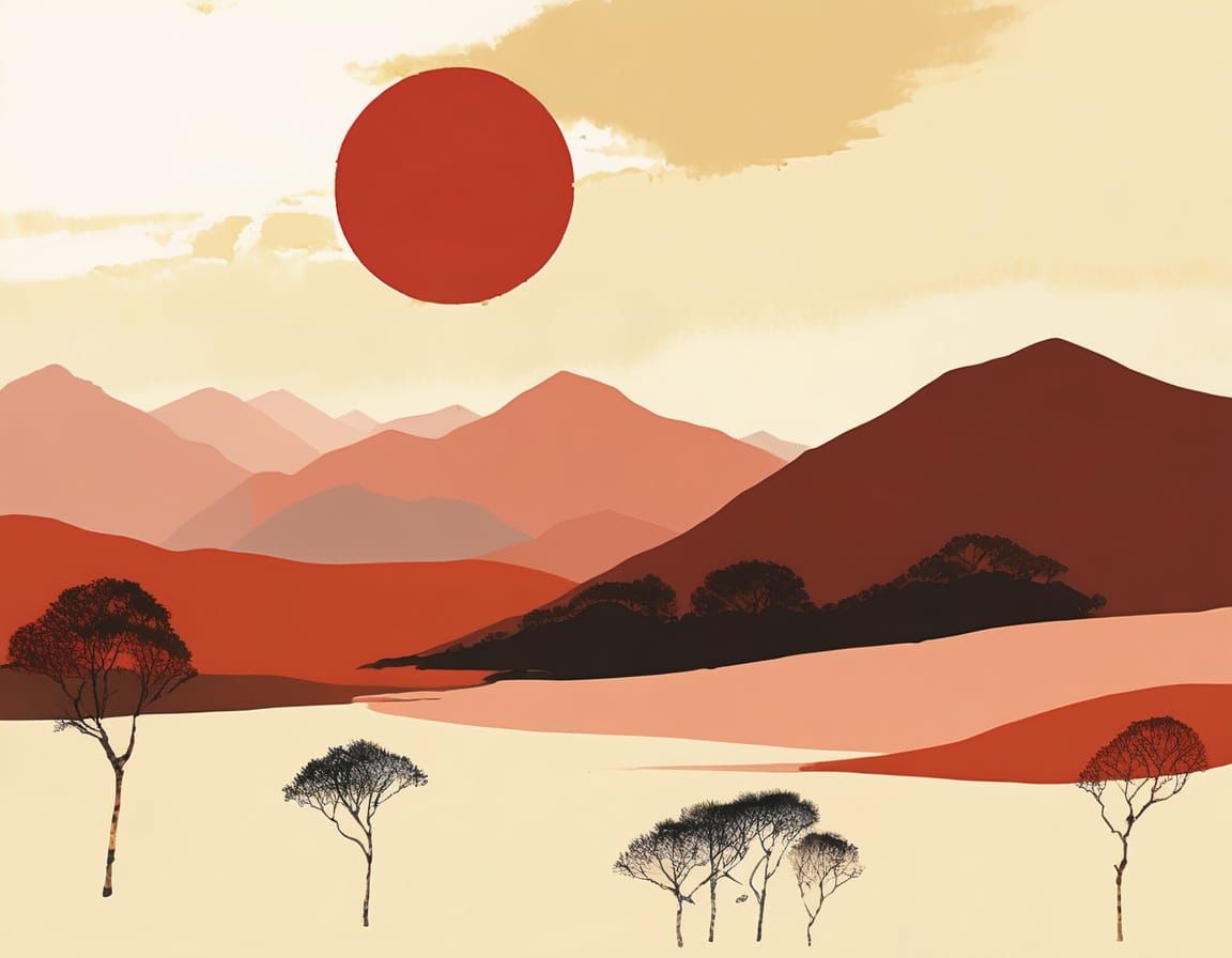 Misty Lake Cabin at Sunset in Hyper-Detailed Painterly Style