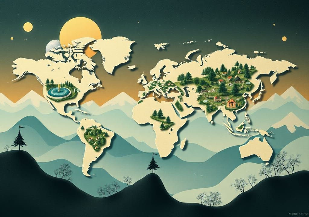 The World in Whimsical Renaissance Oil Painting Style