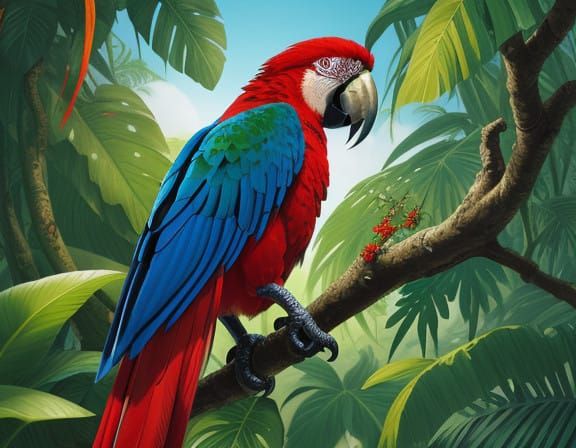 Vibrant Scarlet Macaw in Majestic Jungle Setting