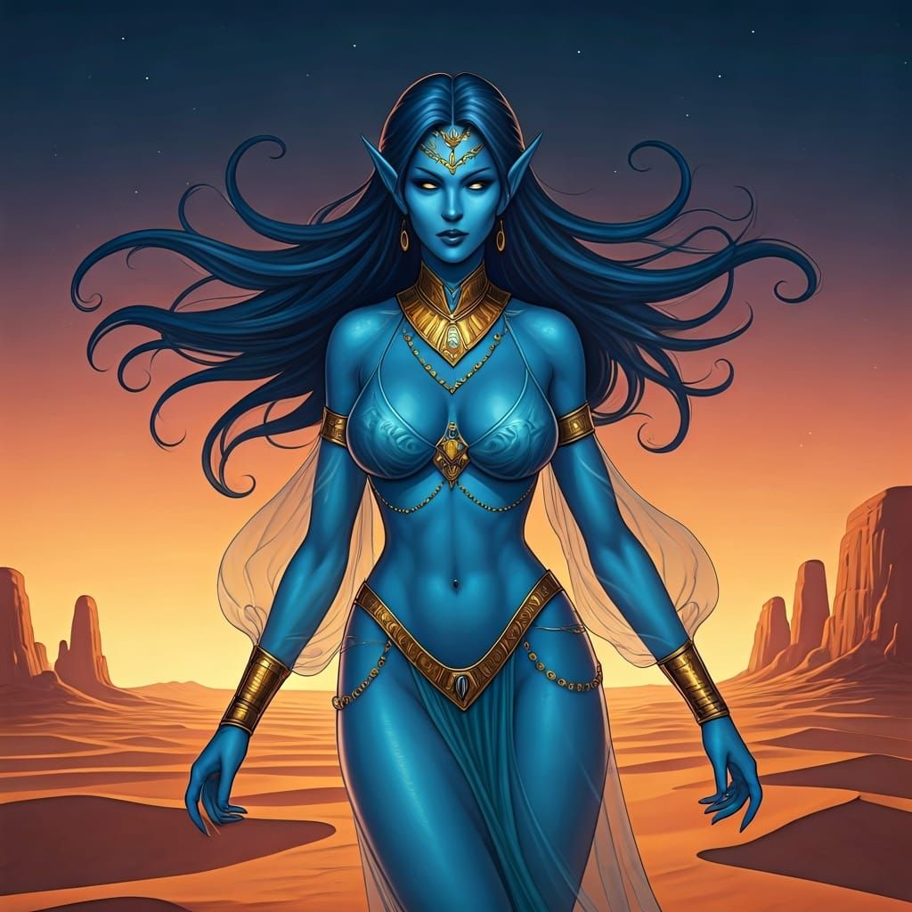 Female Jinn in Dynamic Comic Book Art Style