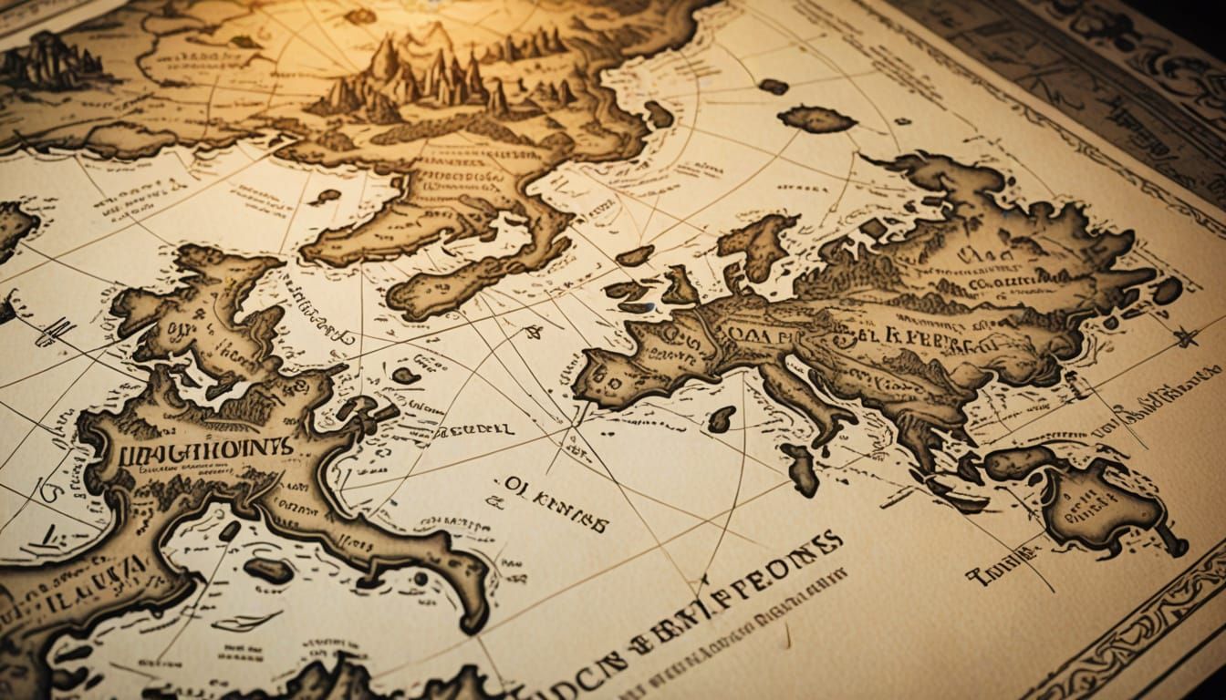 Ancient Fantasy Map in Comic Book Art Style