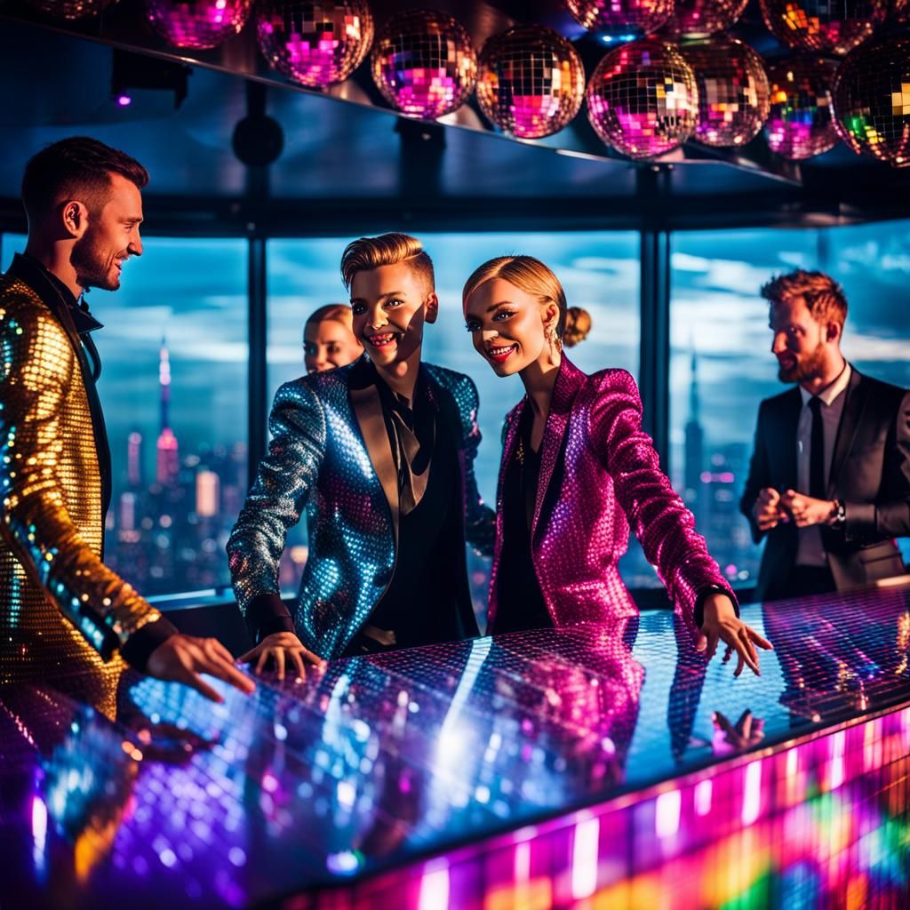 Nightclub Scene with DJs and Dancing People