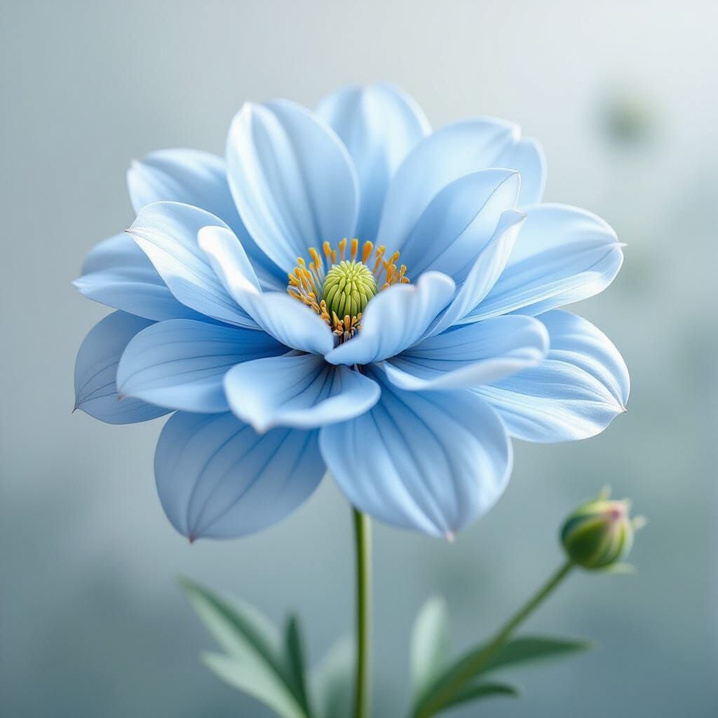 Ethereal Blue Flower in a Photorealistic Style