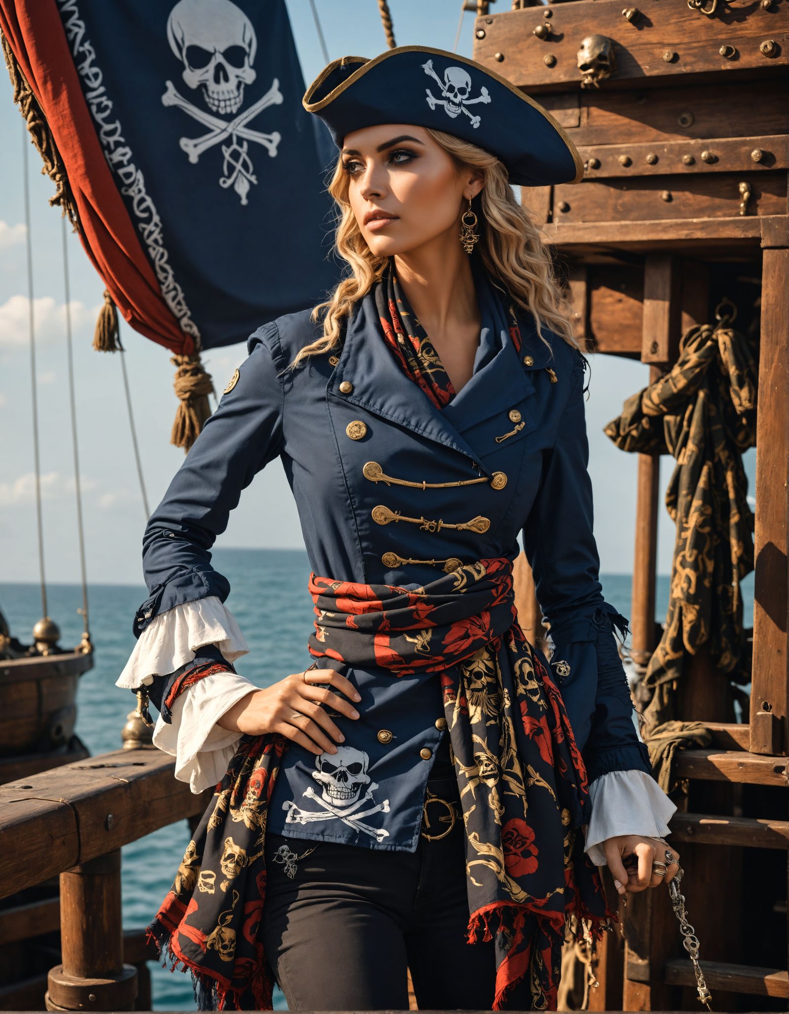 Pirate Buccaneer in Military Jacket Fashion
