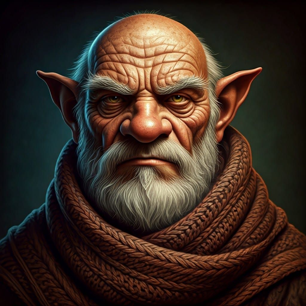 Gnarled Gnome Warlock in Muted, Mystical Hues