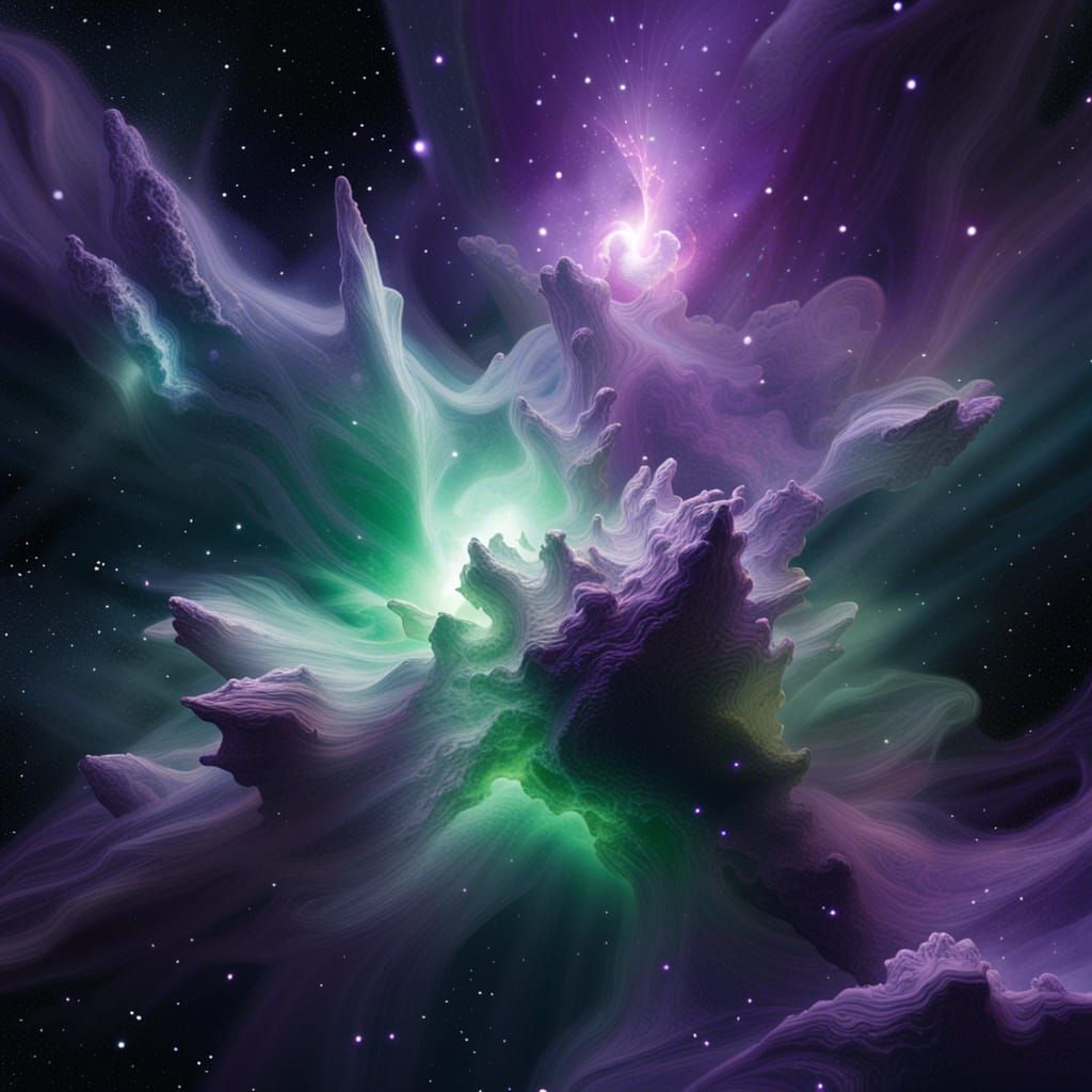 Beautiful Nebula in Space with Volumetric Lighting