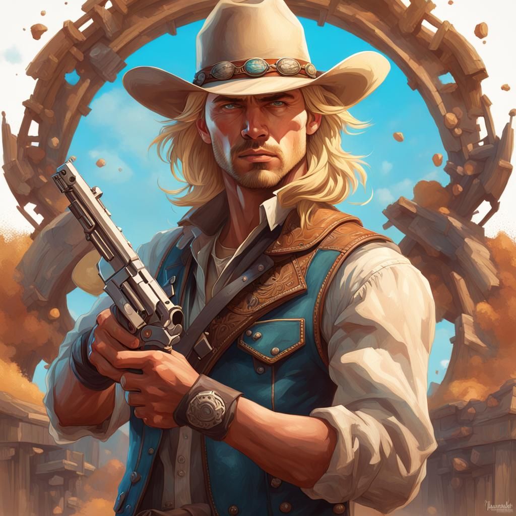 Young Cowboy Portrait in Hyperdetailed Style