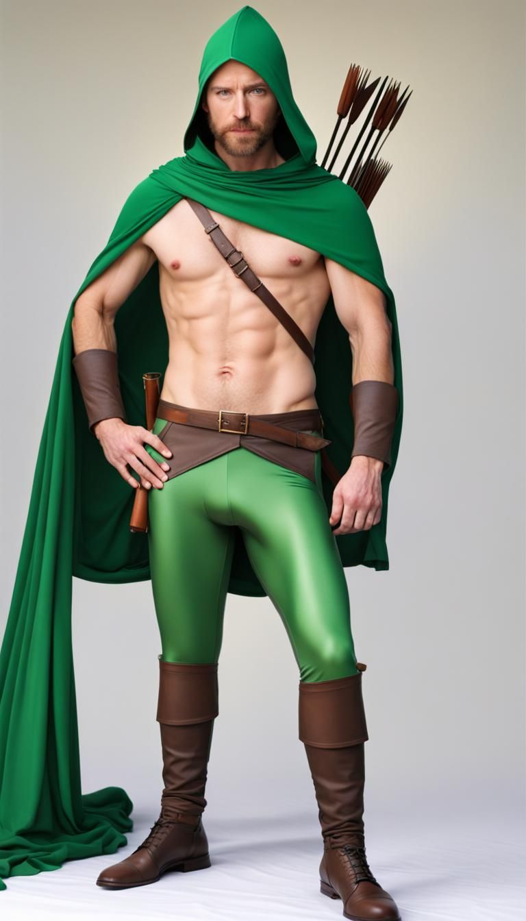 Realistic Robin Hood in Green Lycra