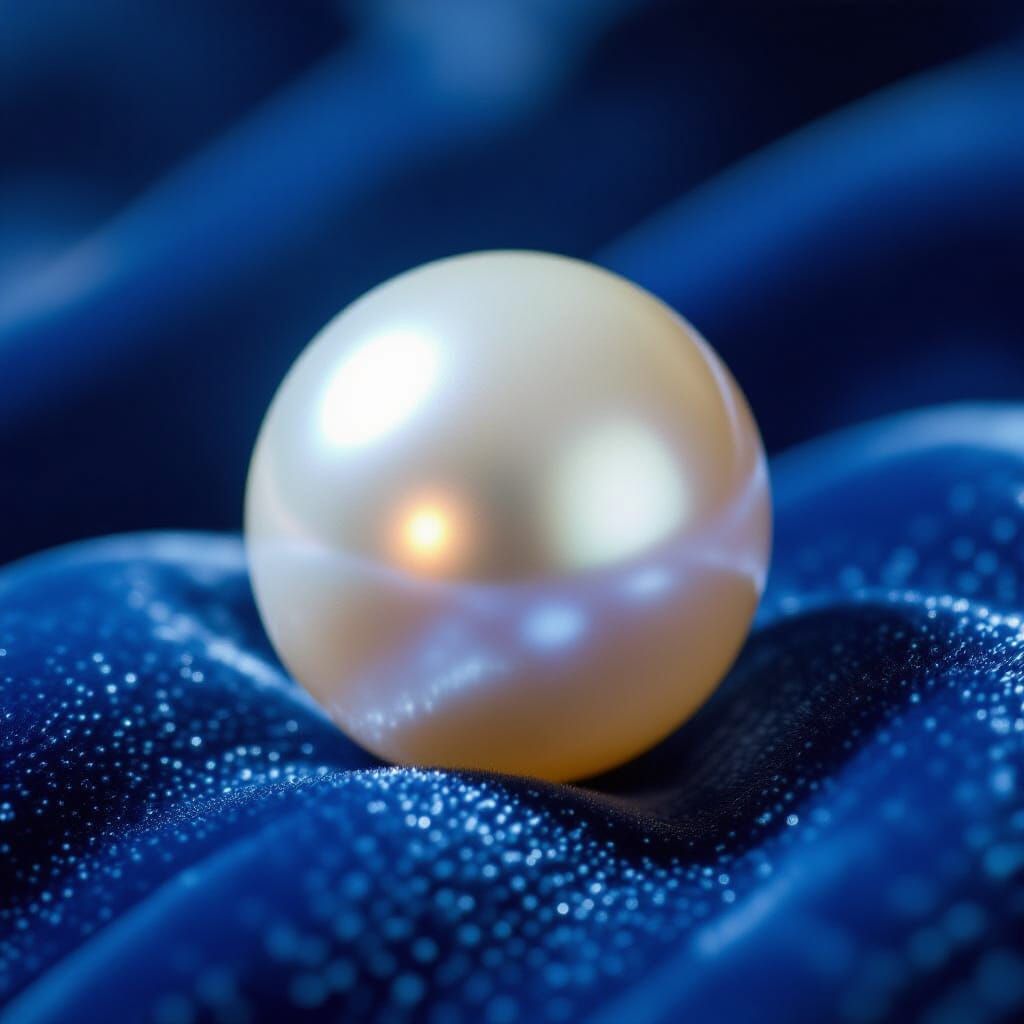 Luminous Pearl on Velvet, Macro Photography
