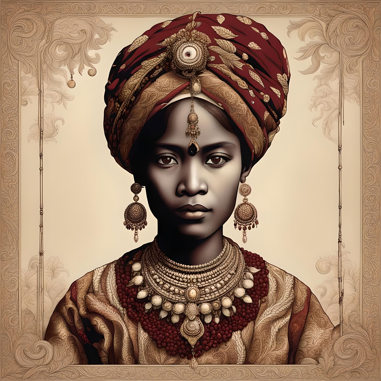 Harmonious Blend: Surinamese Lady in Oil Painting