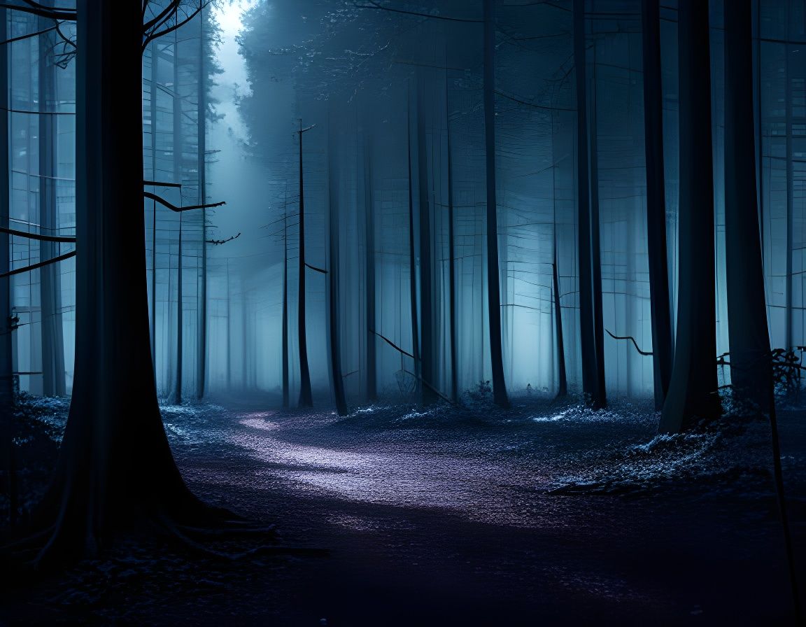 Sinister Forest Mirrors in Gothic Horror Style