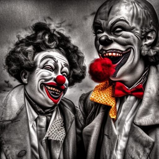 Hyperrealistic Clowns in Cinematic Composition
