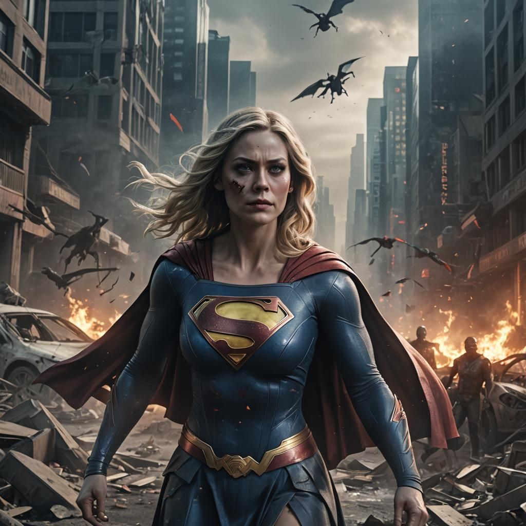 Ghost Zombie Supergirl in Epic Digital Painting