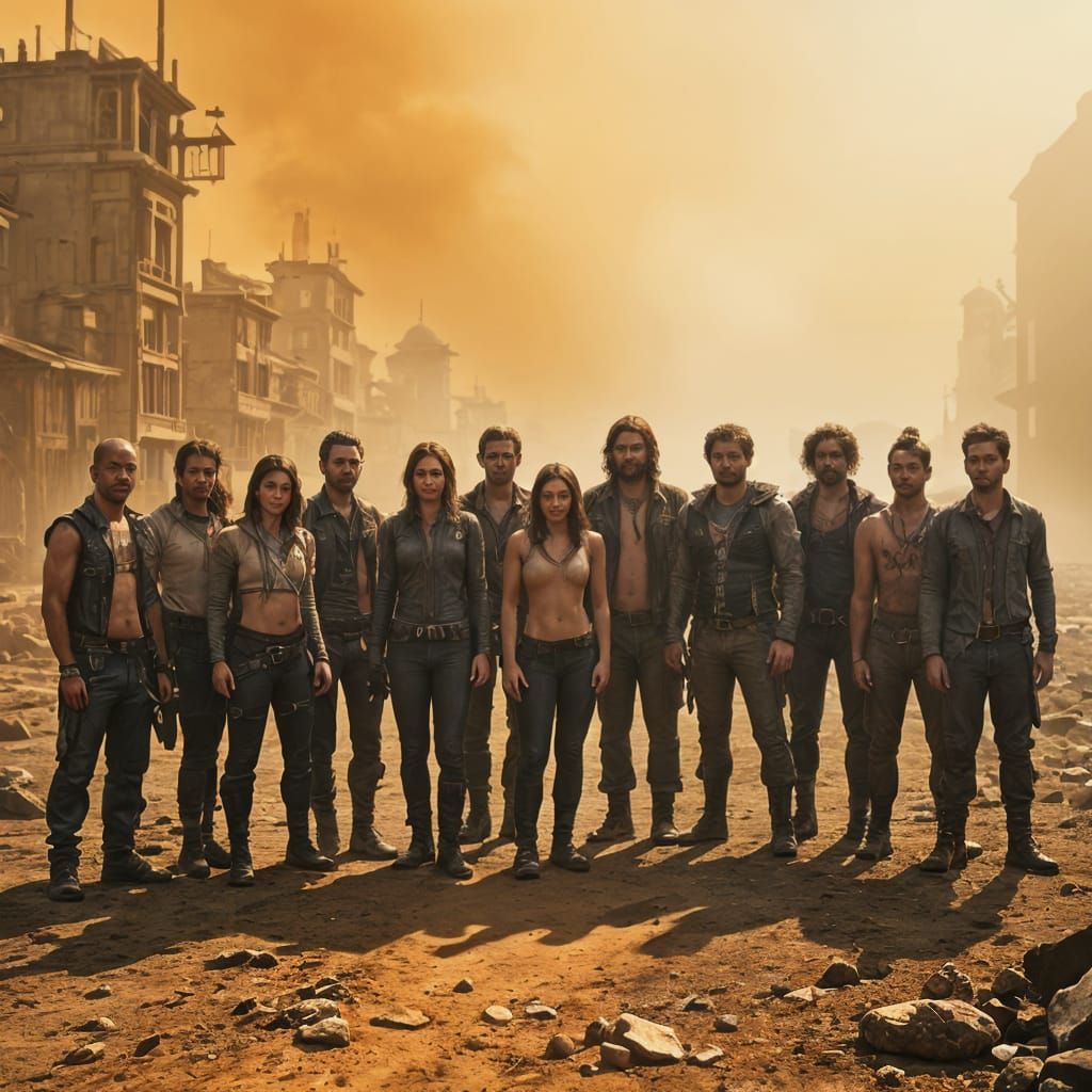 Post-Apocalyptic Group in Detailed Matte Painting