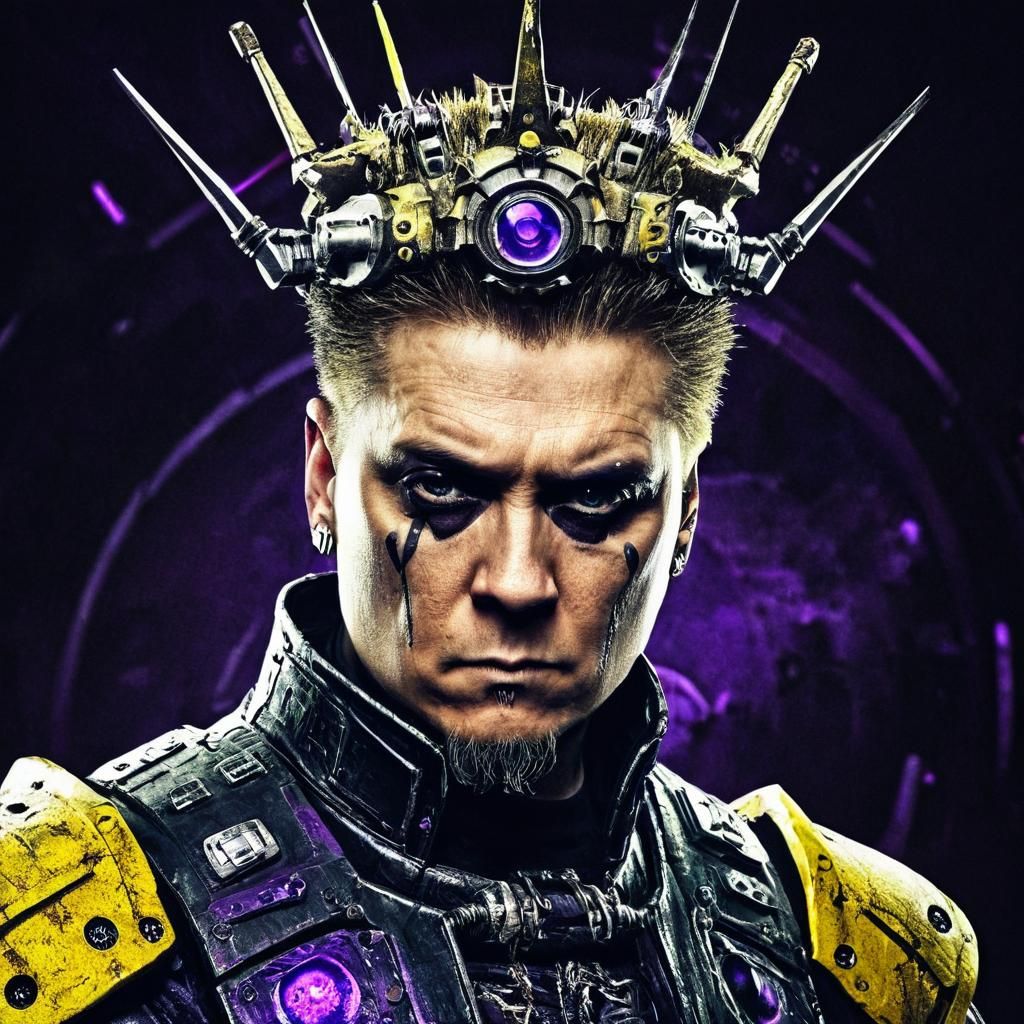 Cyberpunk King Portrait in Dark Fantasy Style